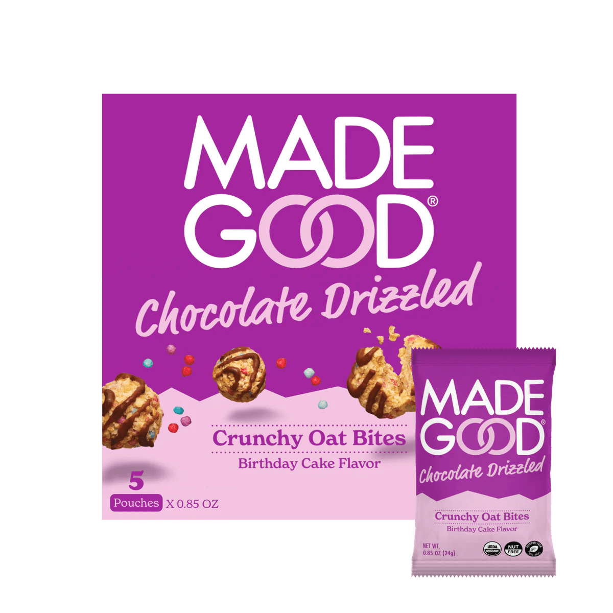 Birthday Cake Chocolate Drizzled Granola Bites (Single) - Tiny Noms