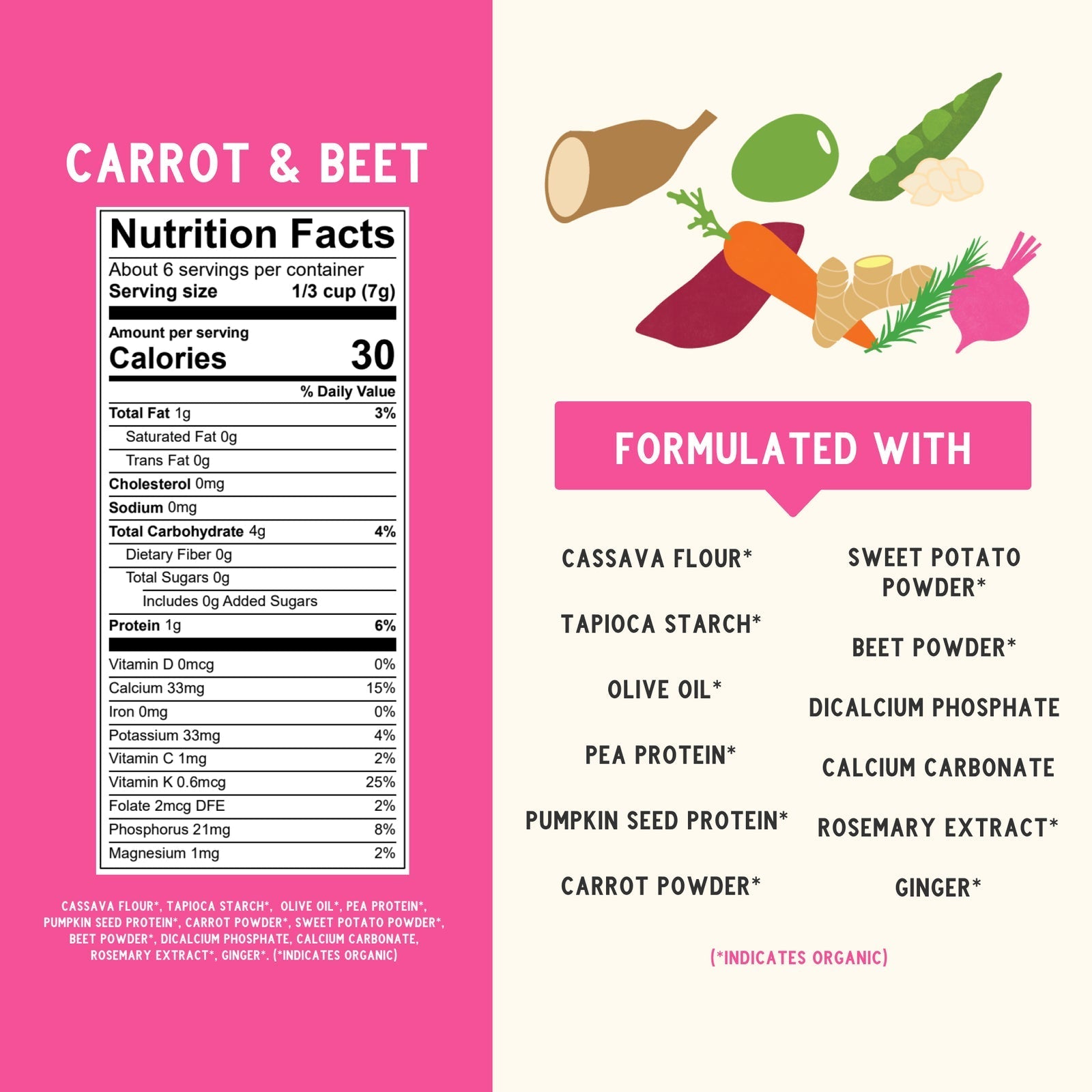 Carrot & Beet Puffs Grain Free with Olive Oil - Tiny Noms