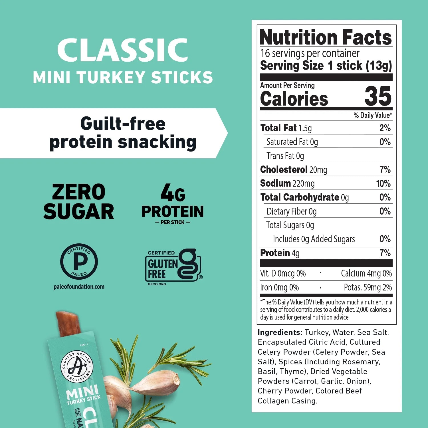 Natural Turkey (16 Mini Sticks) - Tiny Noms