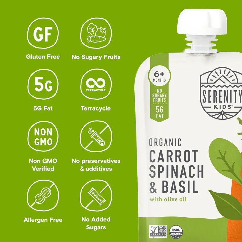 Organic Carrot Spinach & Basil With Olive Oil - Tiny Noms
