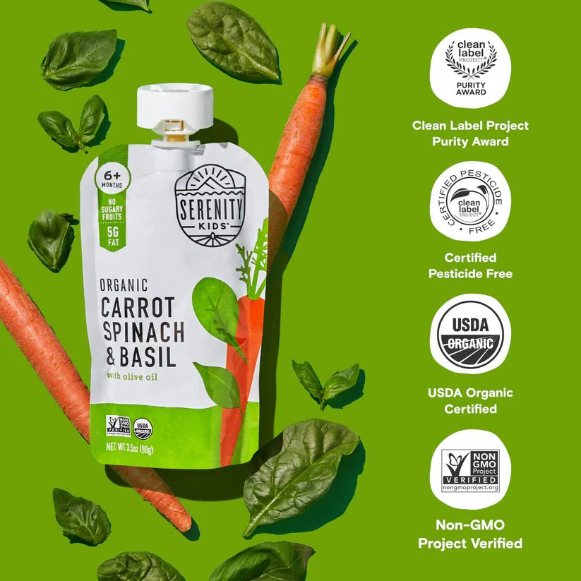 Organic Carrot Spinach & Basil With Olive Oil - Tiny Noms