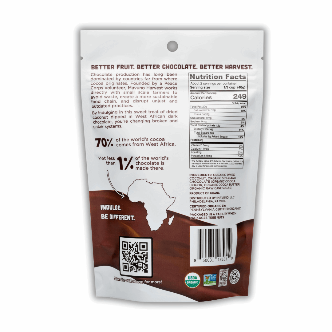 Organic Dried Coconut Dipped in Dark Chocolate - Tiny Noms
