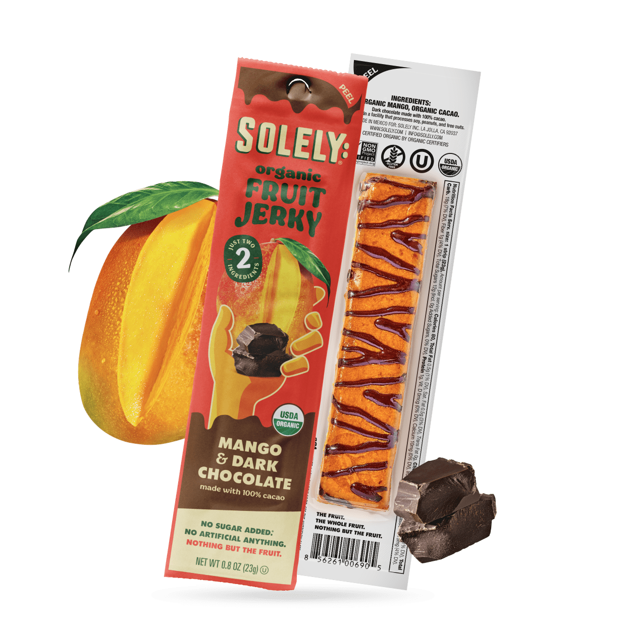 Organic Mango Dark Chocolate Drizzled Fruit Jerky (Single) - Tiny Noms