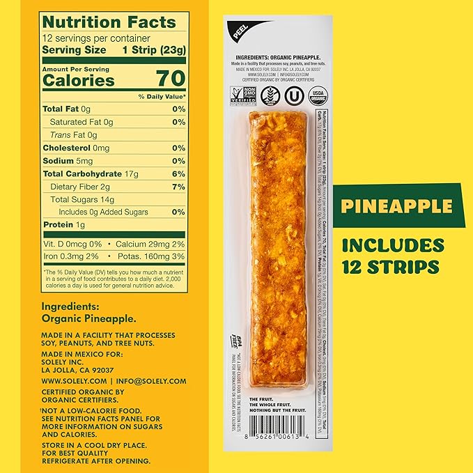Organic Pineapple Fruit Jerky (Single) - Tiny Noms