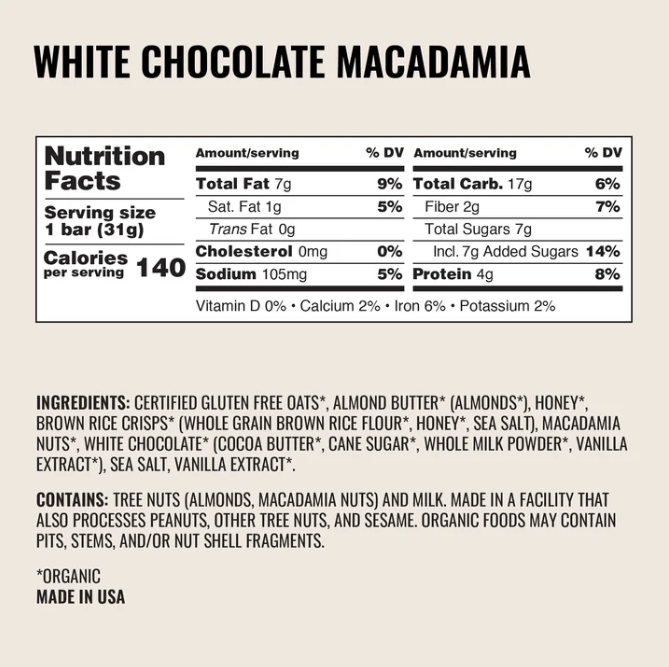 White Chocolate Macadamia Bar (Single) - Tiny Noms